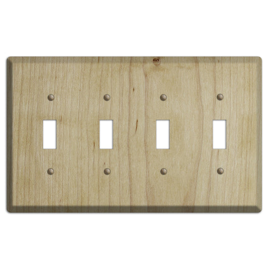 Maple Wood Four Toggle Switchplate