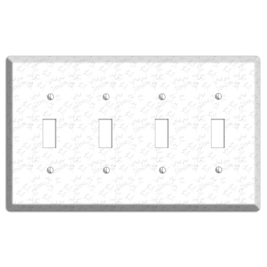 White with Grey Sprig 4 Toggle Wallplate