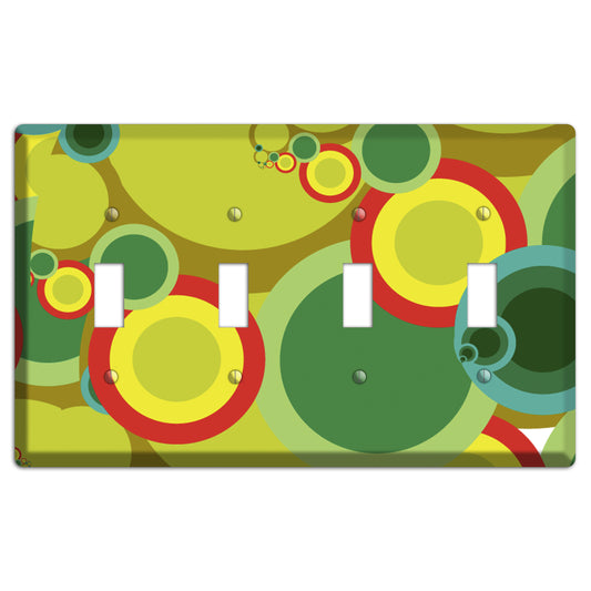 Green and Yellow Abstract Circles 4 Toggle Wallplate