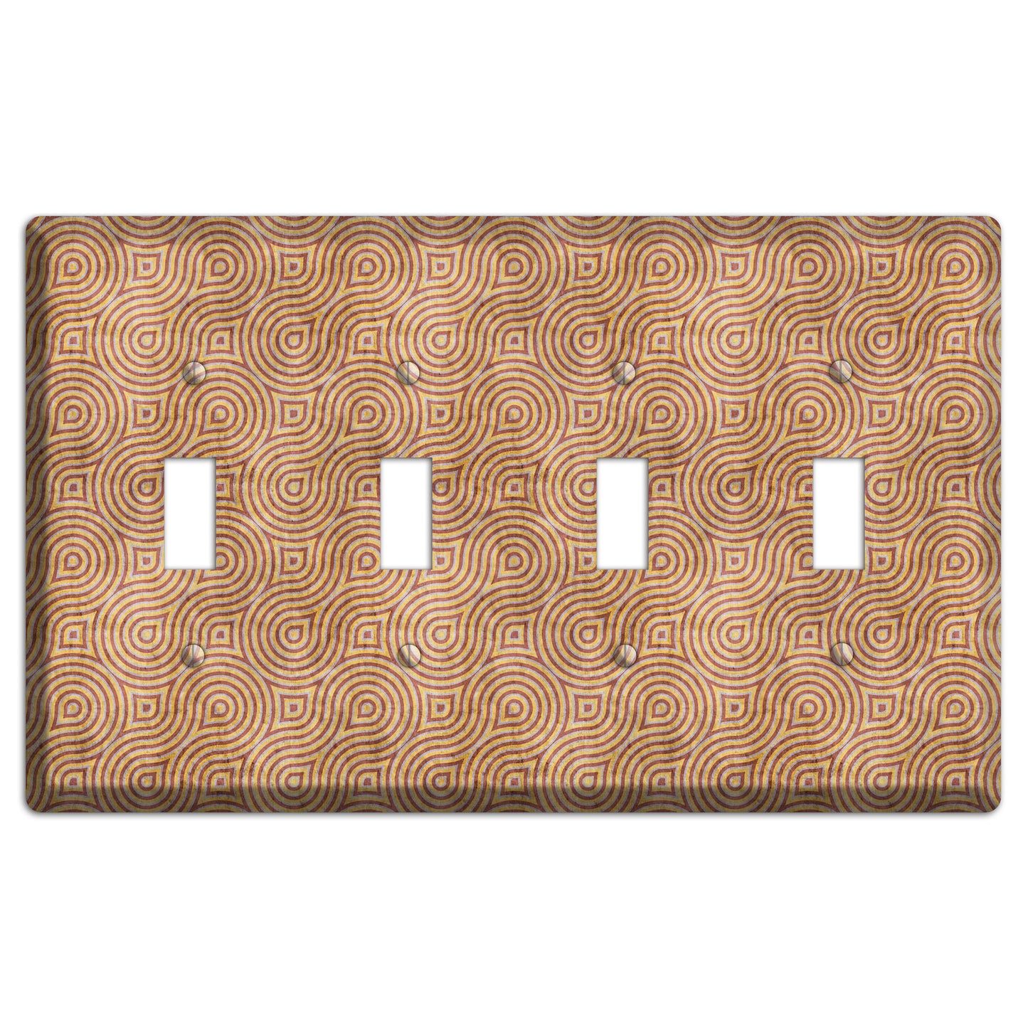 Beige and Red Swirl 4 Toggle Wallplate