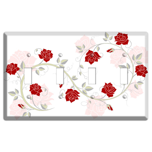 Red Rose 4 Toggle Wallplate