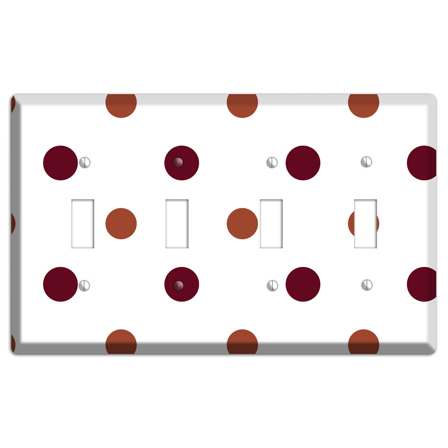 Multi Brown Medium Polka Dots 4 Toggle Wallplate