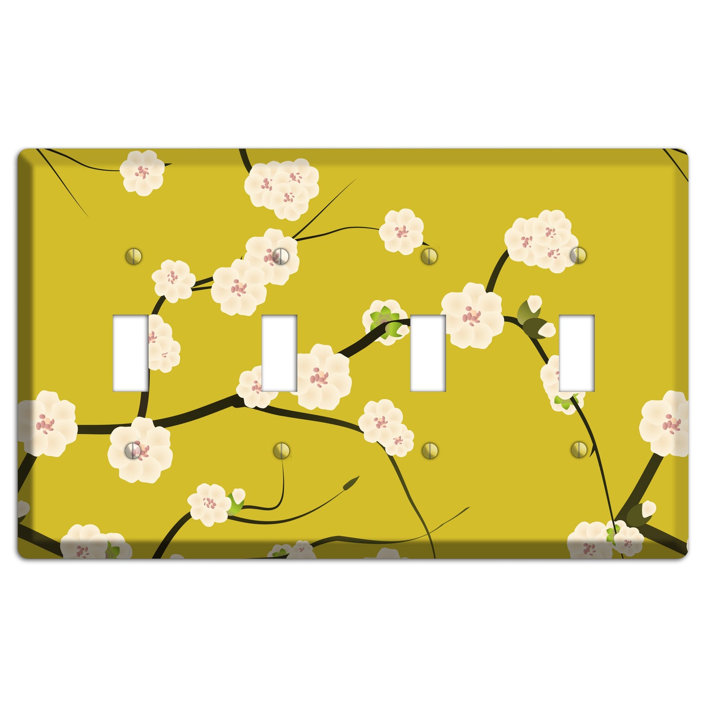 Yellow Chery Blossoms 4 Toggle Wallplate