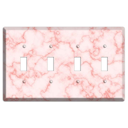 Pink Stained Marble 4 Toggle Wallplate