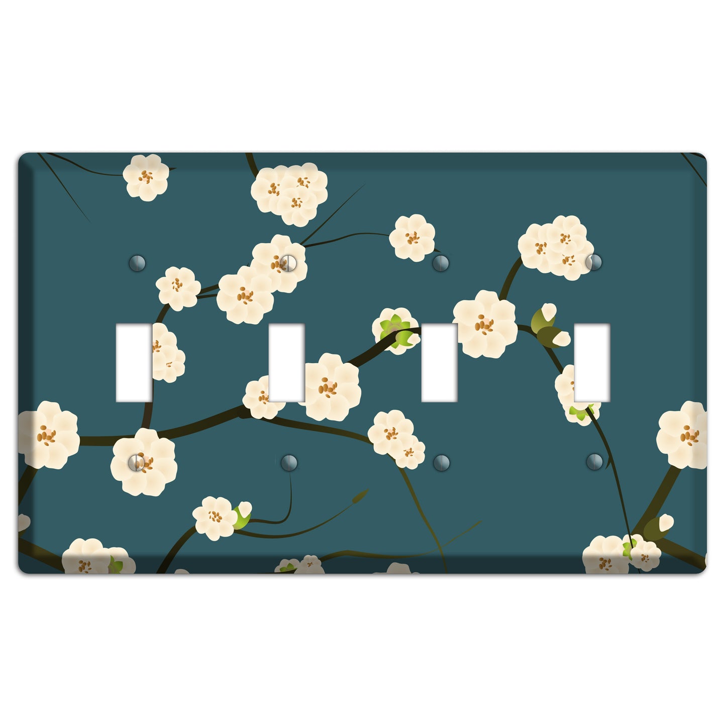 Blue Cherry Blossoms 4 Toggle Wallplate