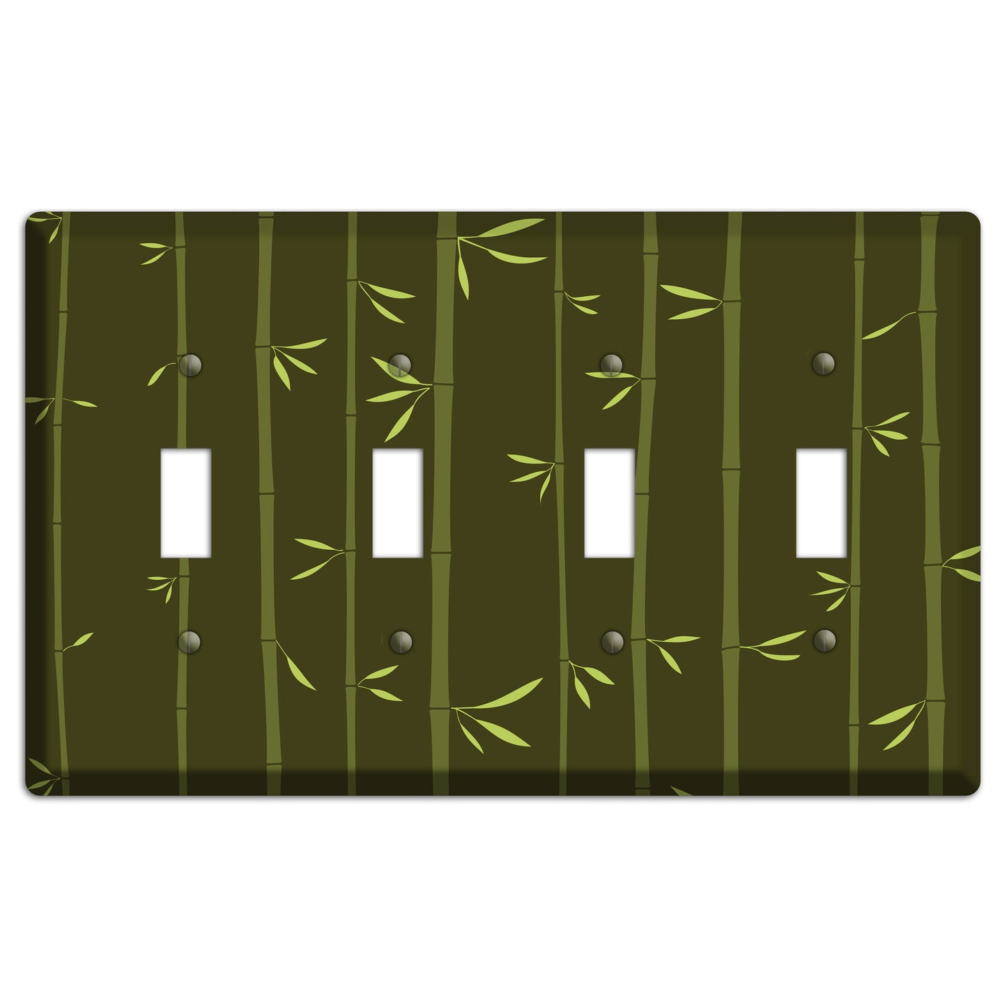 Dark Green Bamboo 4 Toggle Wallplate