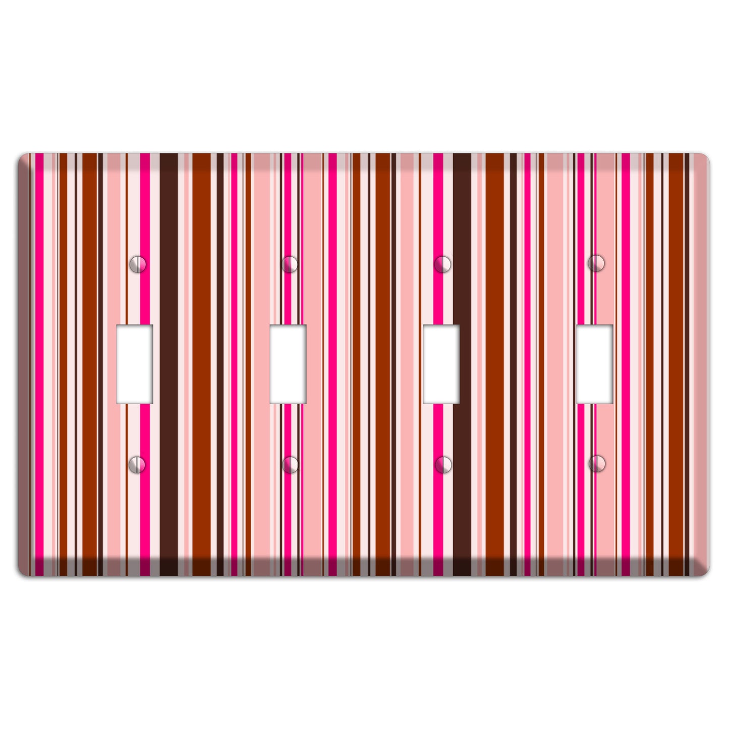 Pink Stripes 4 Toggle Wallplate