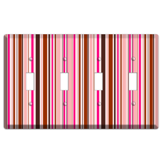 Pink Stripes 4 Toggle Wallplate