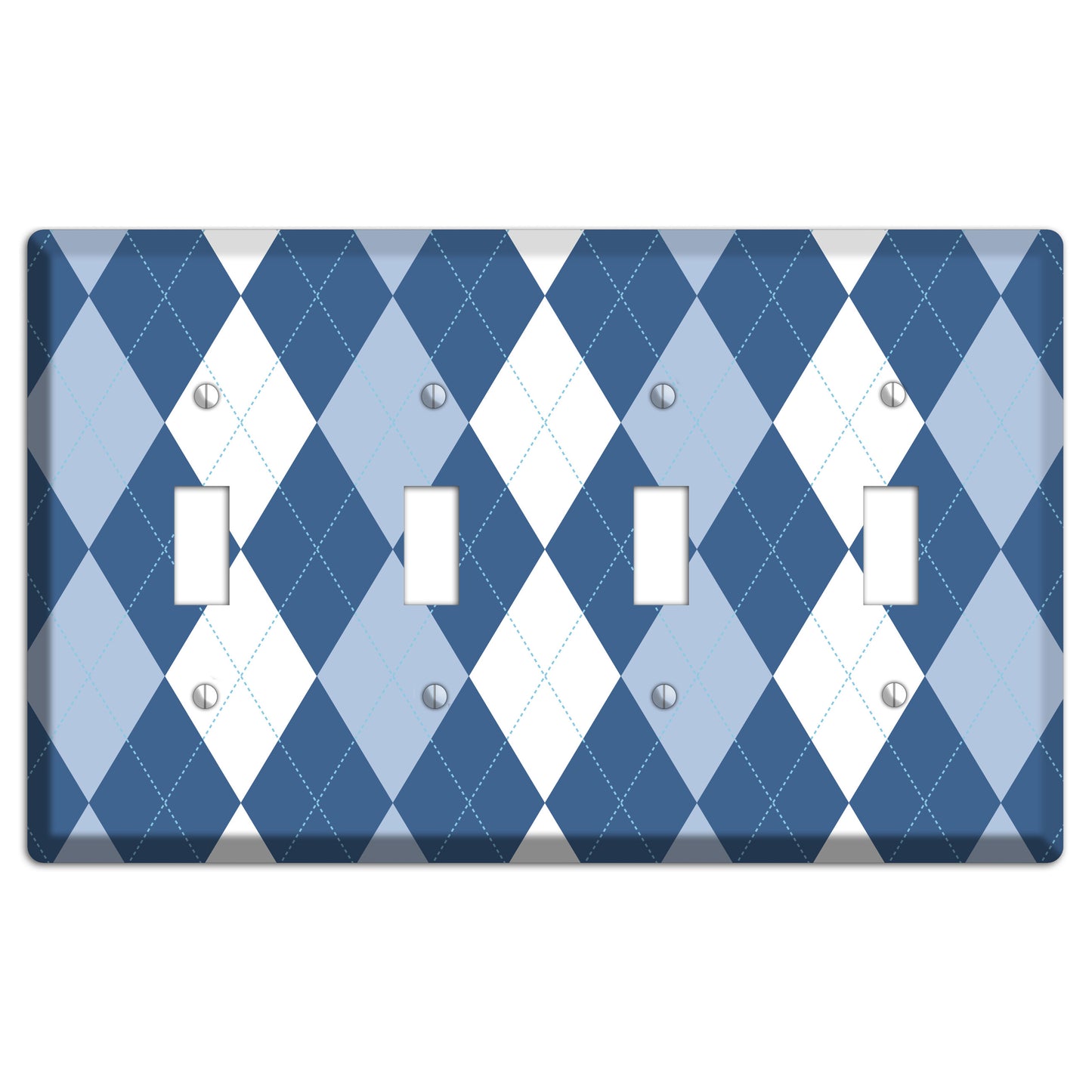 Blue Argyle 4 Toggle Wallplate