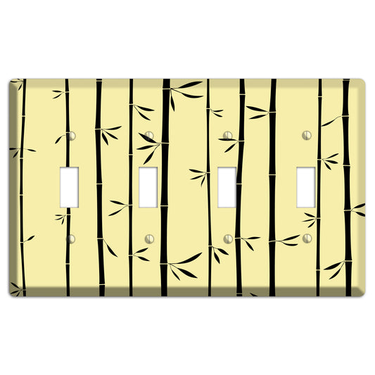 Yellow and Black Bamboo 4 Toggle Wallplate