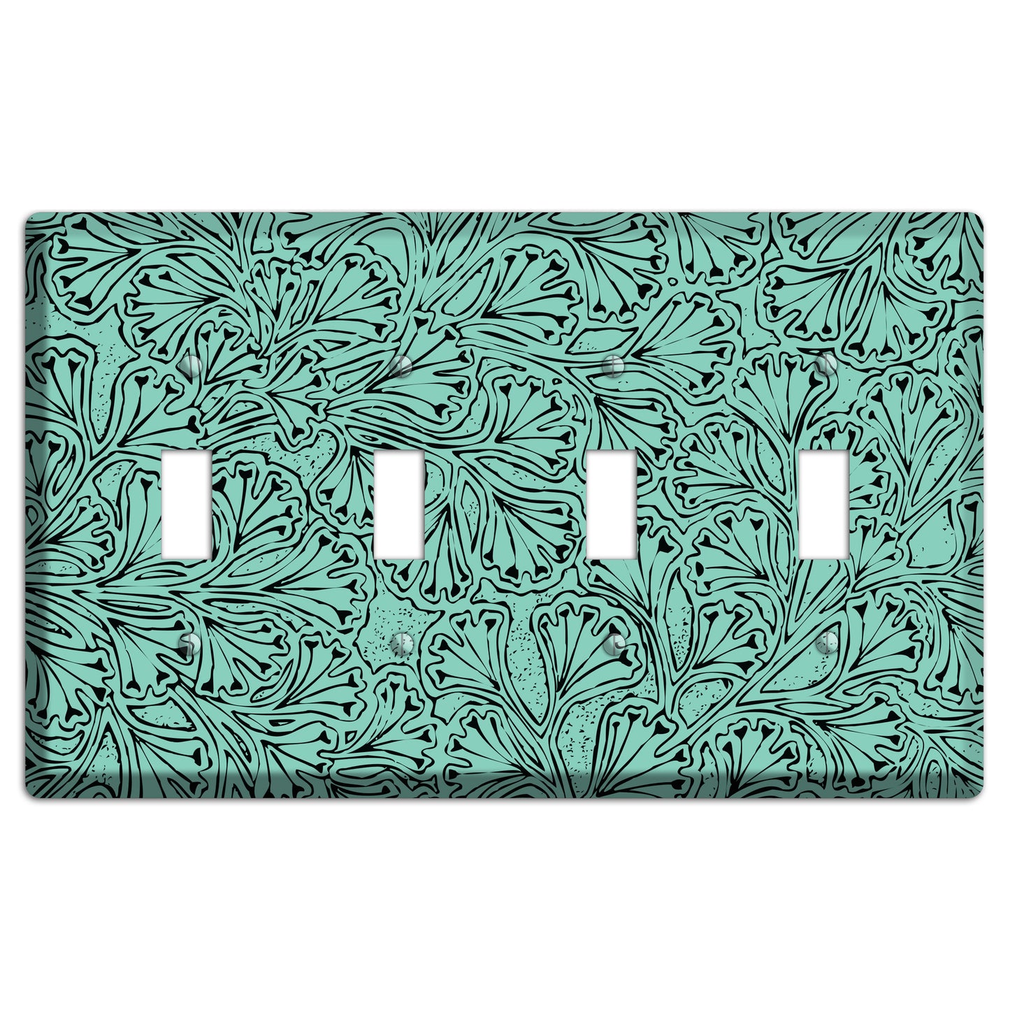 Deco Olive Interlocking Floral 4 Toggle Wallplate