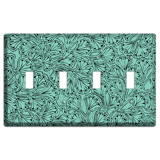 Deco Olive Interlocking Floral 4 Toggle Wallplate