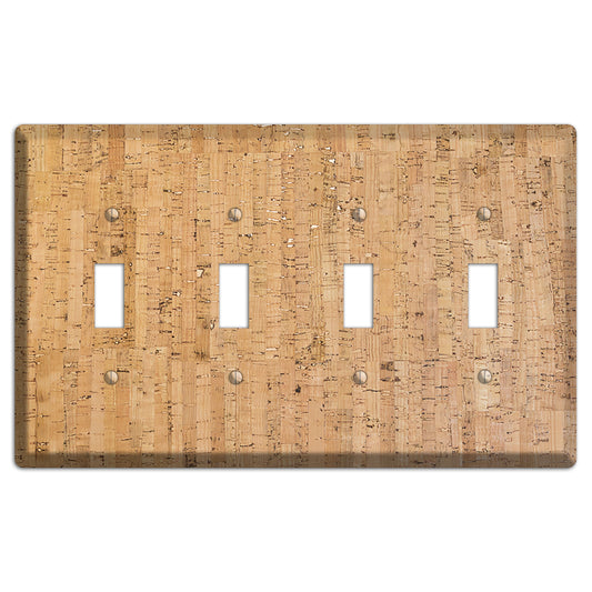 Natural Cork 4 Toggle Wallplate