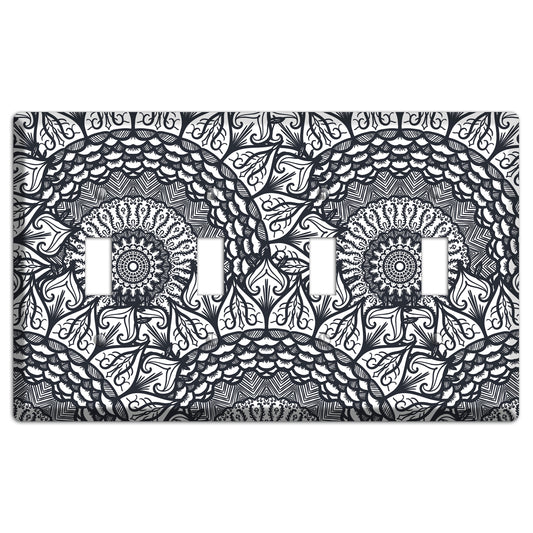 Mandala Black and White Style L Cover Plates 4 Toggle Wallplate