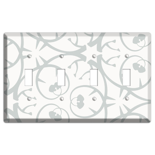 White with Grey Abstract Swirl 4 Toggle Wallplate