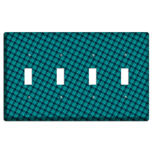 Turquoise Diamond Plaid 4 Toggle Wallplate