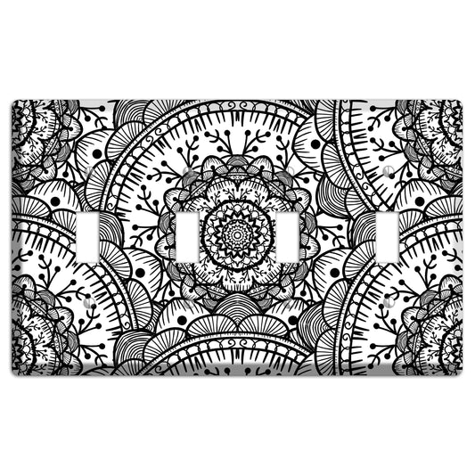 Mandala Black and White Style Q Cover Plates 4 Toggle Wallplate