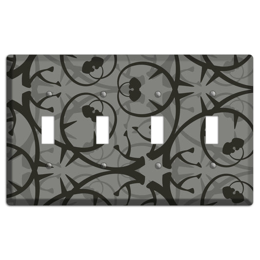 Grey with Black Retro Sprig 4 Toggle Wallplate