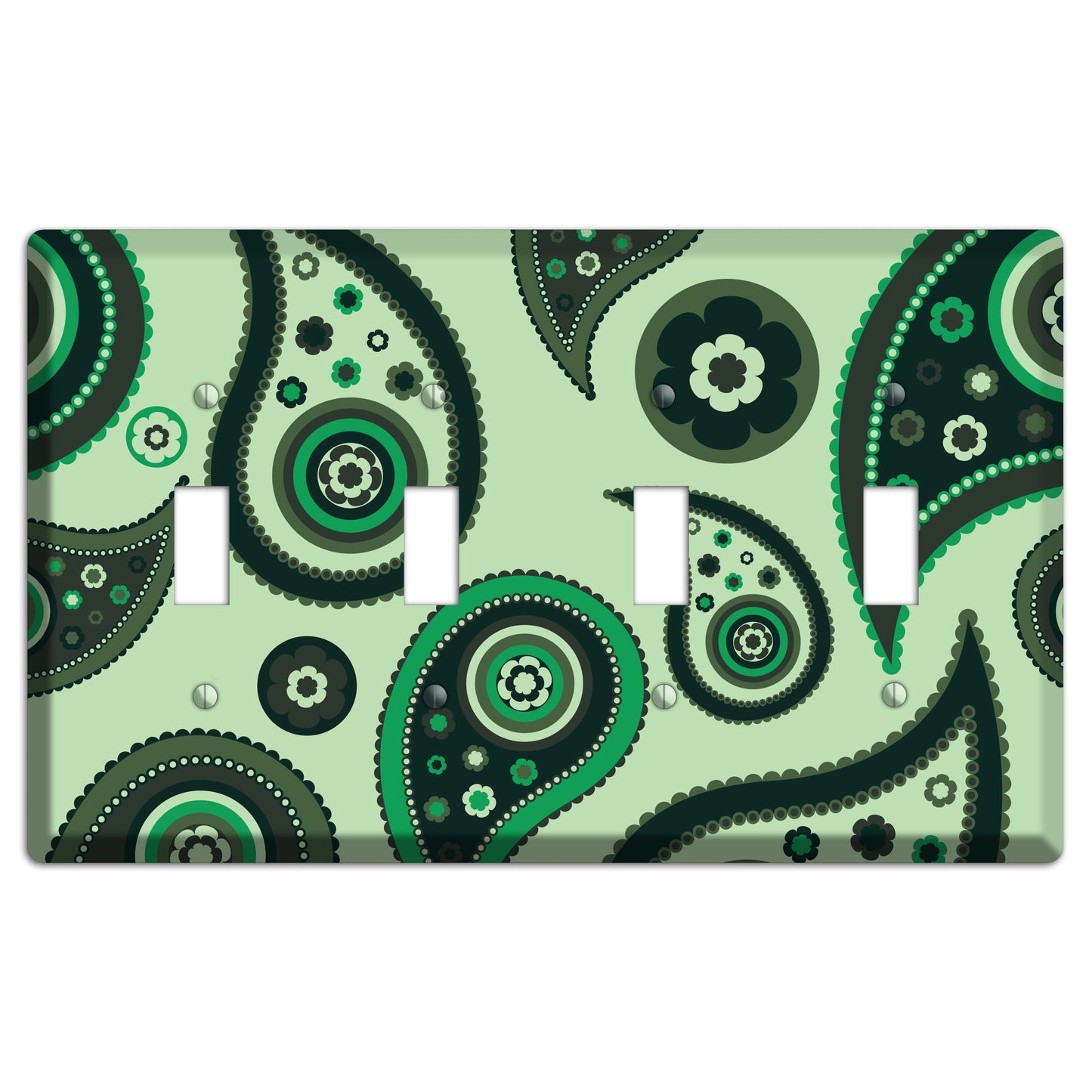 Green Paisley 4 Toggle Wallplate