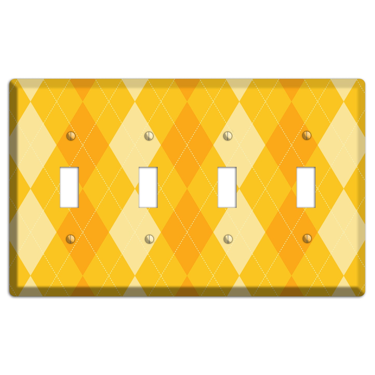 Yellow Argyle 4 Toggle Wallplate