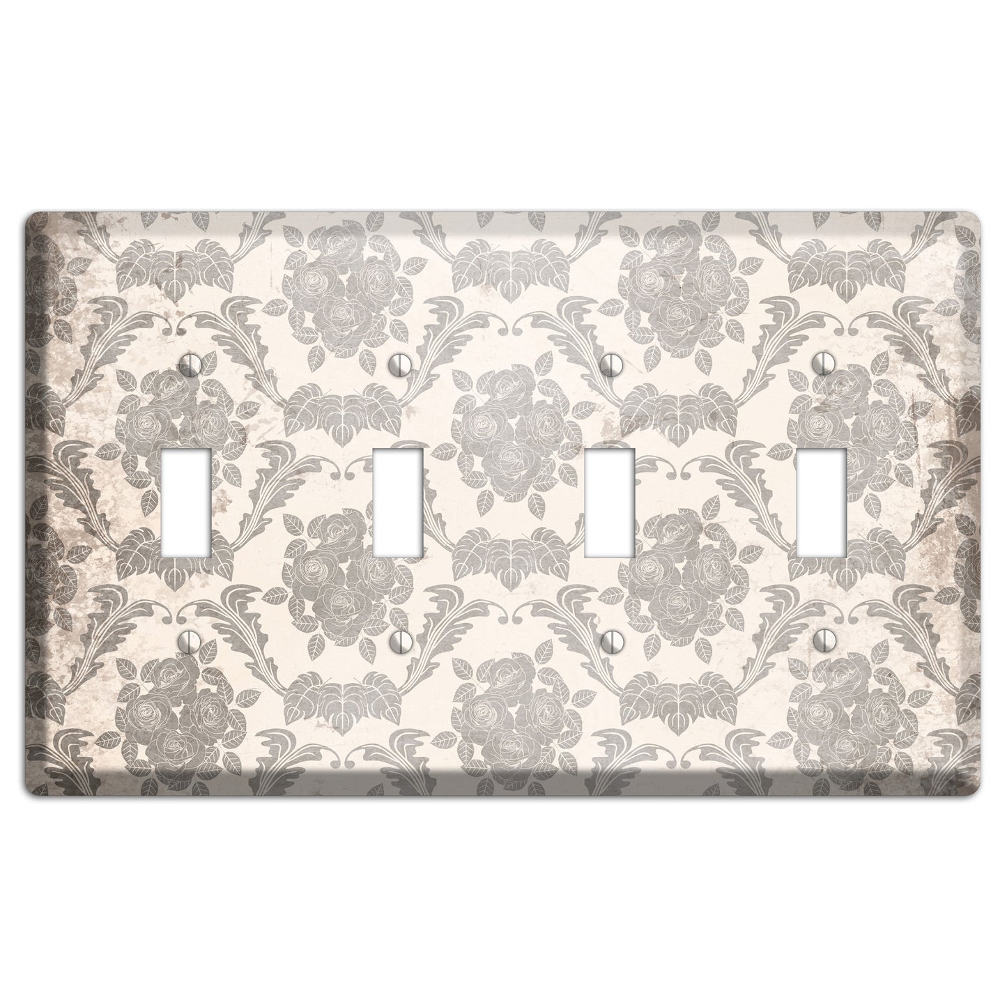 Pearl Bush Vintage Rose Damask 4 Toggle Wallplate