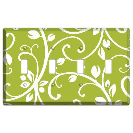 Green Bud Sprig 4 Toggle Wallplate