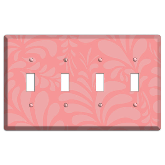 Pink Herati 4 Toggle Wallplate