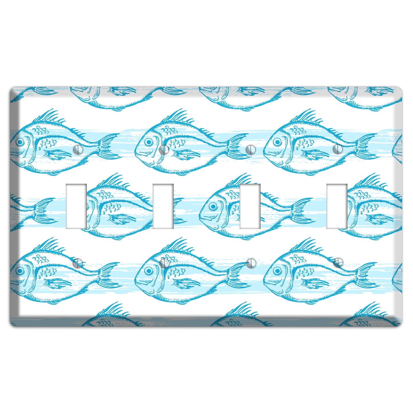 Blue Fish 4 Toggle Wallplate