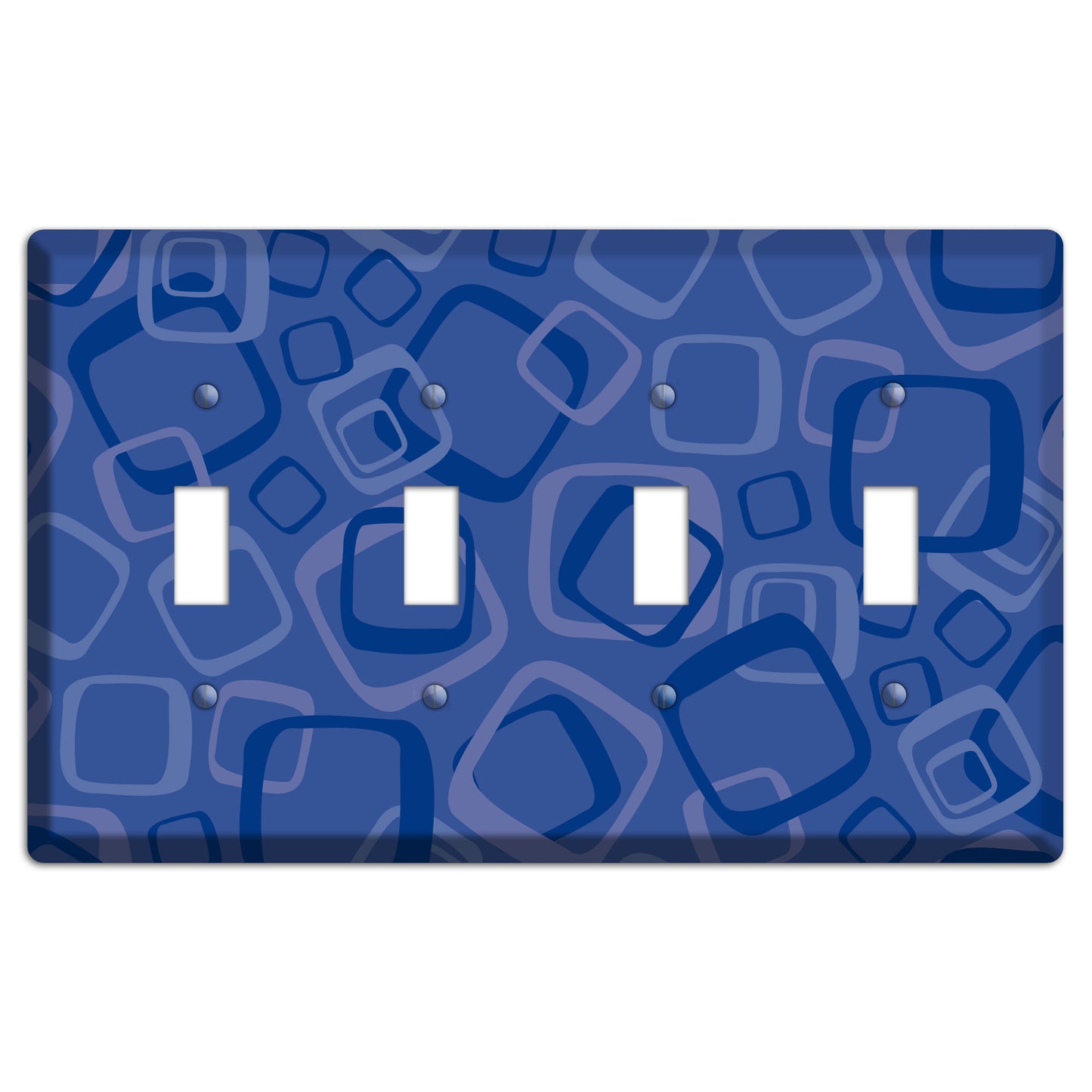 Multi Blue Random Retro Squares 4 Toggle Wallplate