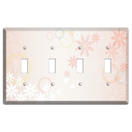 Mauve Floral 4 Toggle Wallplate