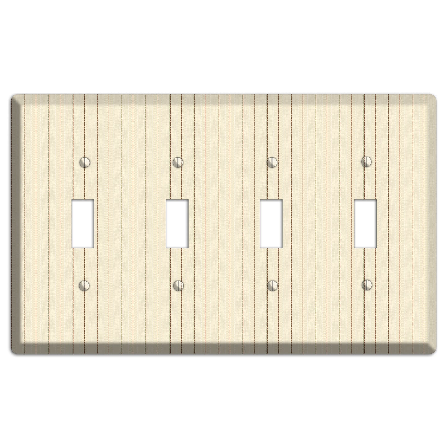 Off White Pinstripe 4 Toggle Wallplate