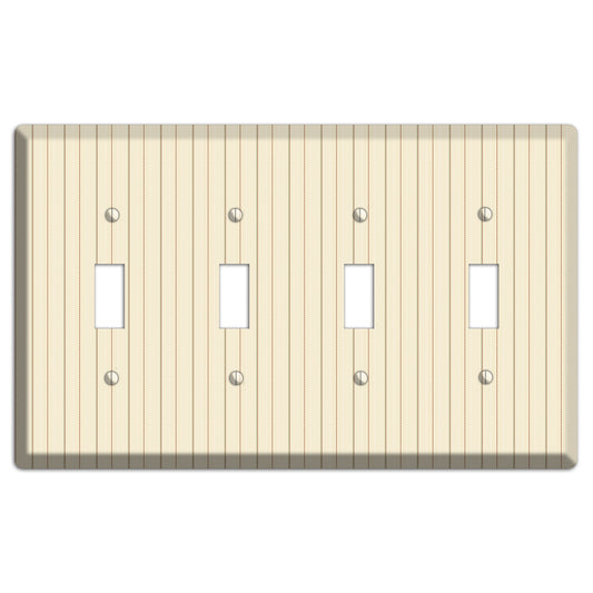 Off White Pinstripe 4 Toggle Wallplate