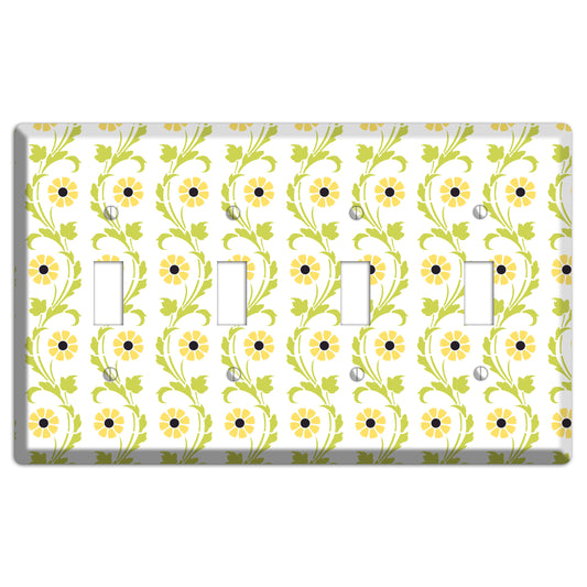 Green Vine Floral 4 Toggle Wallplate