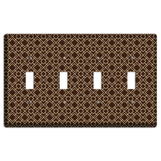 Asian Square Pattern 4 Toggle Wallplate