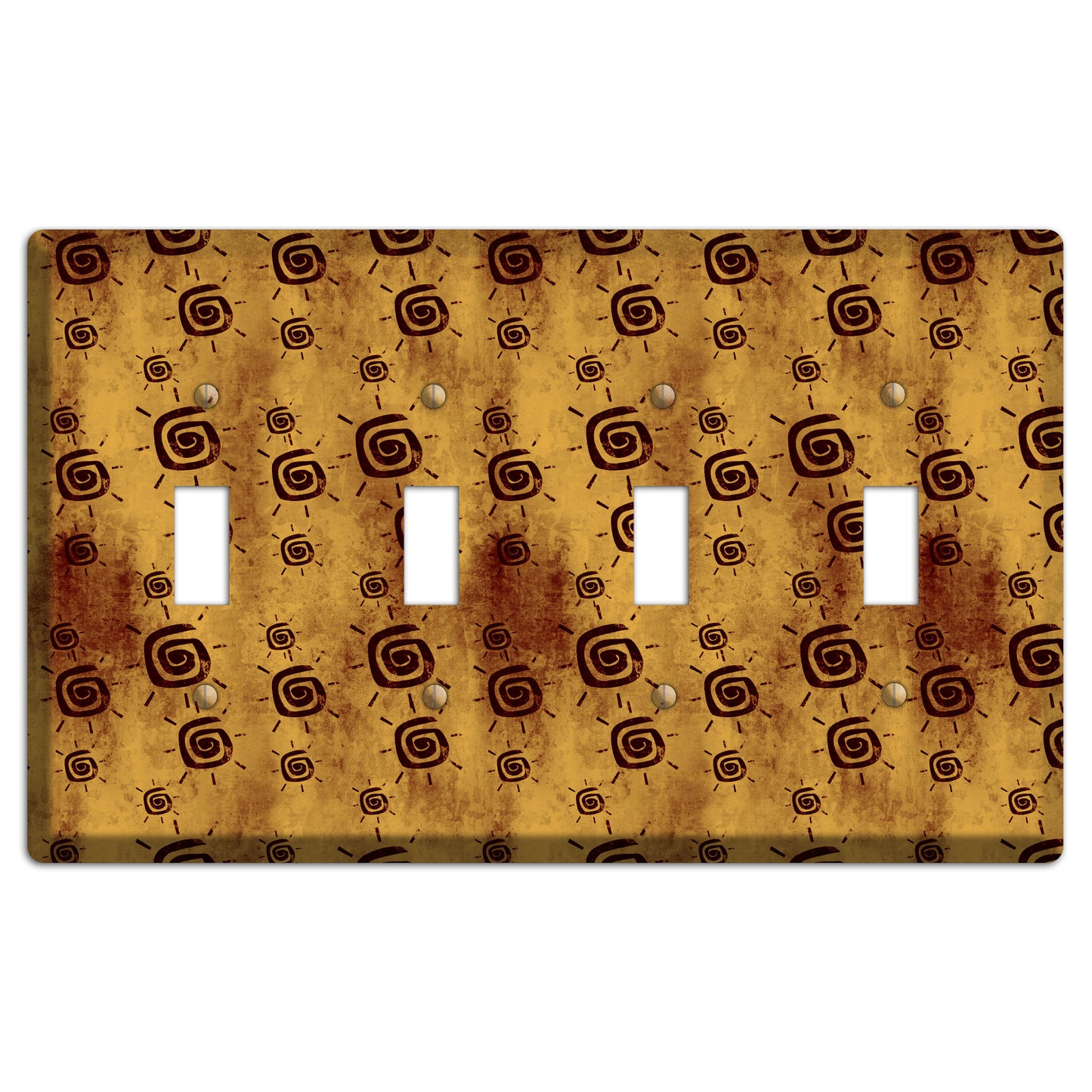 Mustard with Maroon Swirl 4 Toggle Wallplate