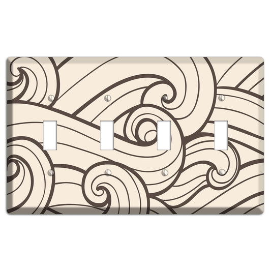 Abstract Curl Beige 4 Toggle Wallplate