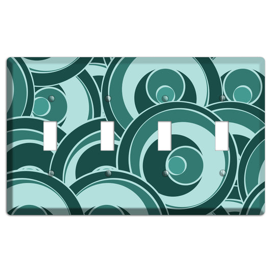 Blue-green Deco Circles 4 Toggle Wallplate