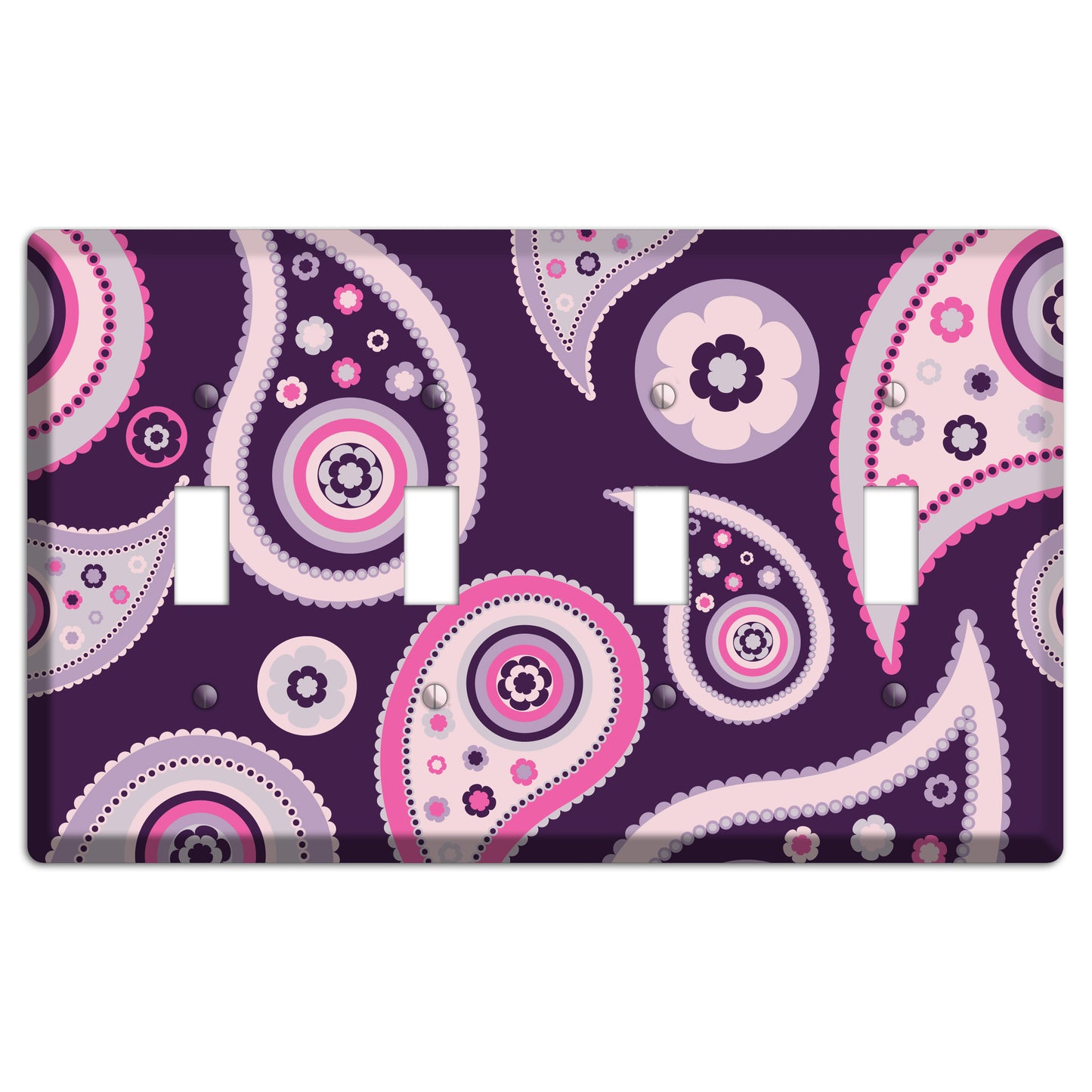 Purple Paisley 4 Toggle Wallplate