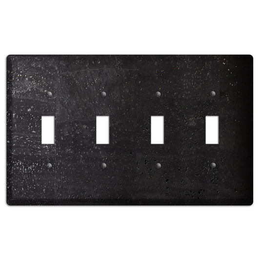 Black Cork 4 Toggle Wallplate