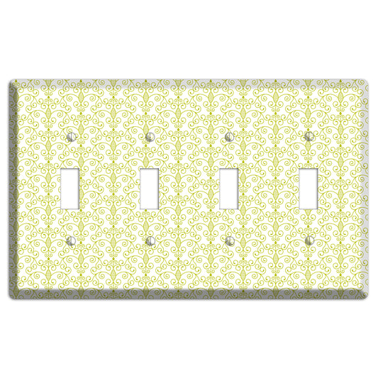 Olive Toile Half Drop 4 Toggle Wallplate