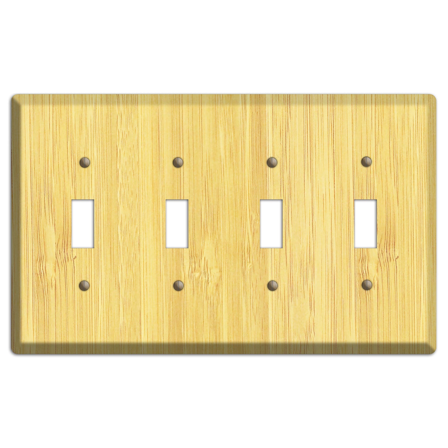 Natural Bamboo Wood Four Toggle Switchplate