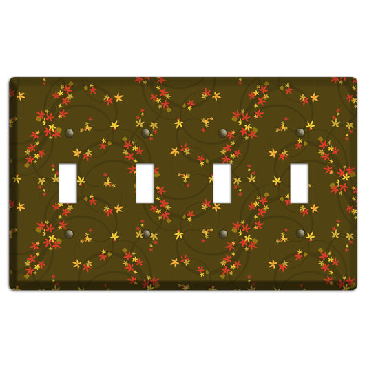 Brown Fall Flowers 4 Toggle Wallplate