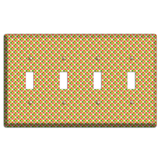 Yellow Plaid 4 Toggle Wallplate