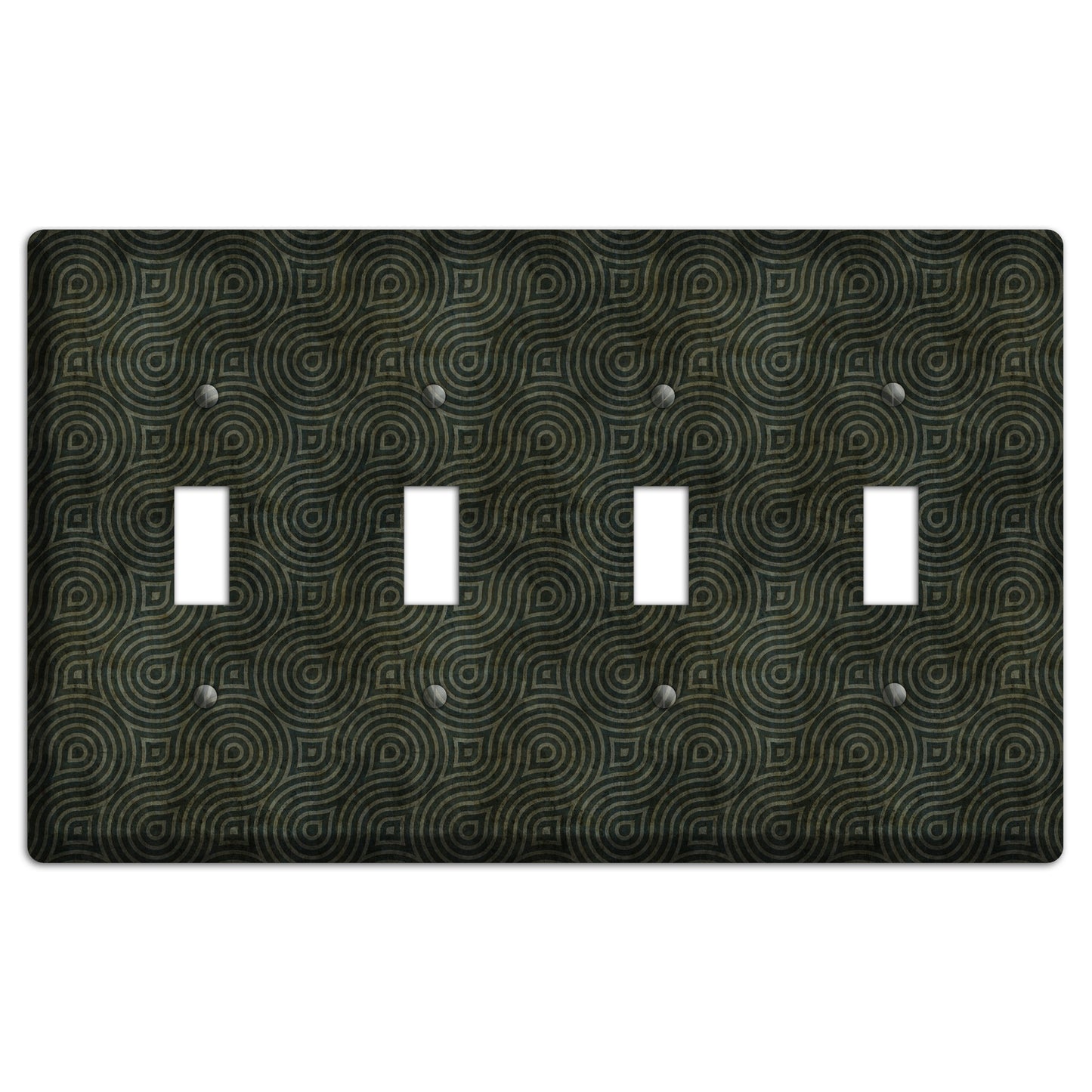 Green and Black Swirl 4 Toggle Wallplate