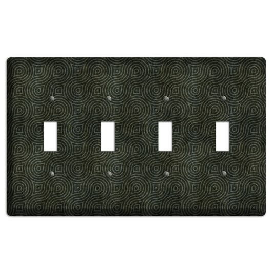 Green and Black Swirl 4 Toggle Wallplate