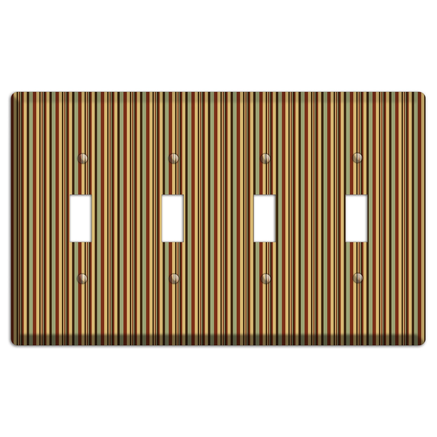 Red and Green Stripes 4 Toggle Wallplate