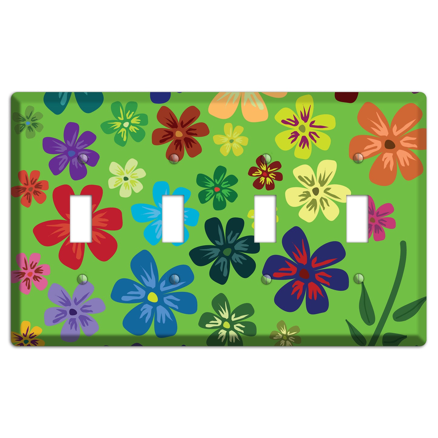 Orange Flowers 4 Toggle Wallplate