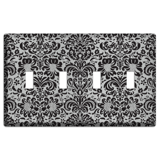 Black Toile  Stainless 4 Toggle Wallplate