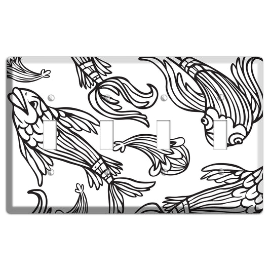 White and Black Koi 4 Toggle Wallplate