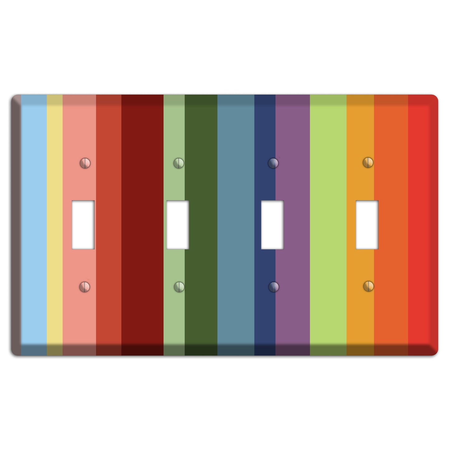 Multi Pastel Vertical Stripe 4 Toggle Wallplate